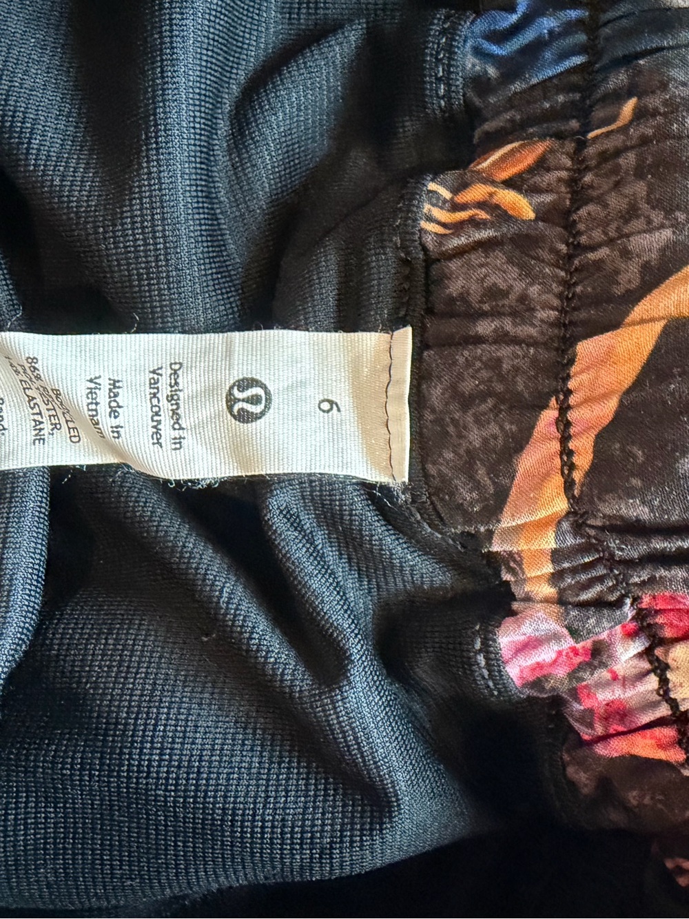 Lululemon Black and Floral Running Shorts - Picture 3 of 3